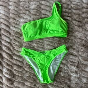 Neon Green One-Shoulder Bikini Set